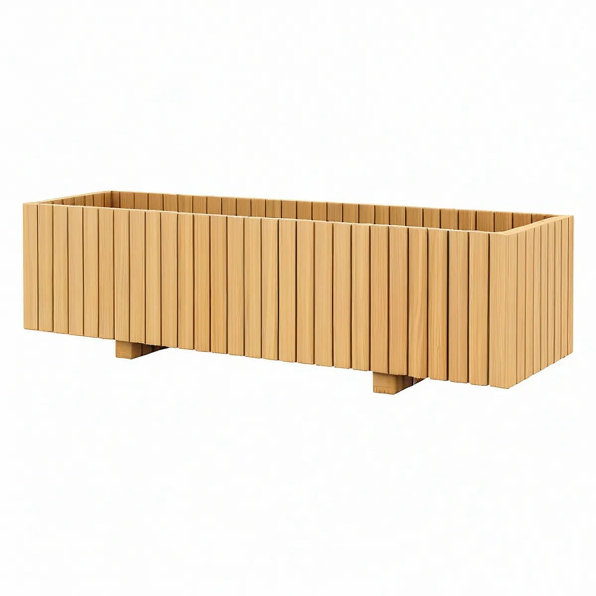 Rechteckiger Pflanzkasten aus massivem Kiefernholz, Natur, 100 x 40 x 40 cm